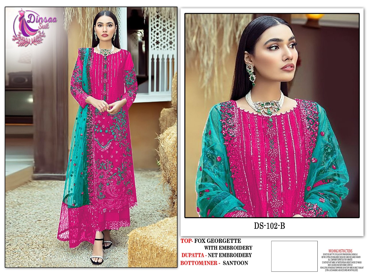 dinsaa suit DINSAA 102 B Salwar Kameez Georgette Singles