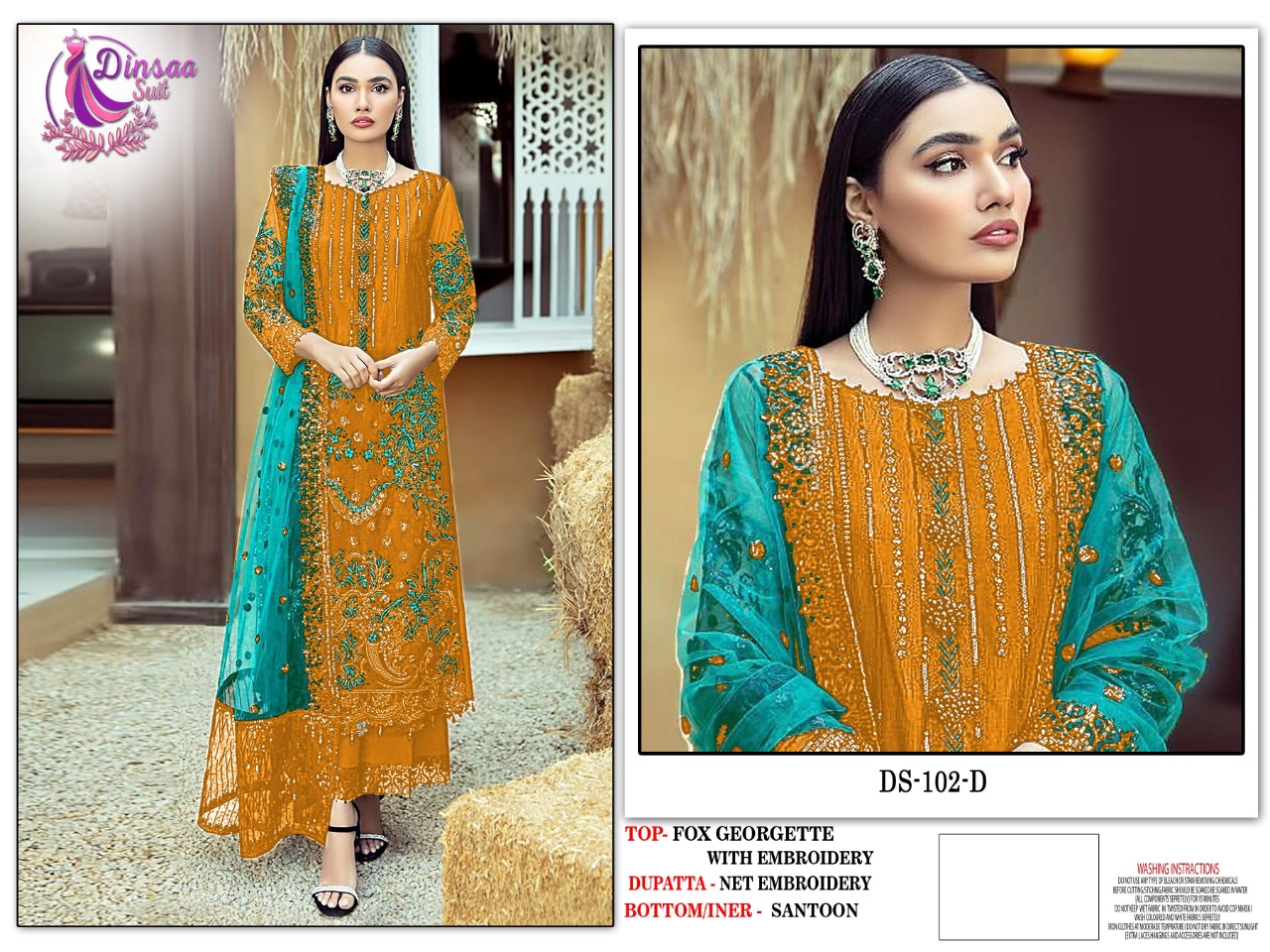 dinsaa suit DINSAA 102 D Salwar Kameez Georgette Singles