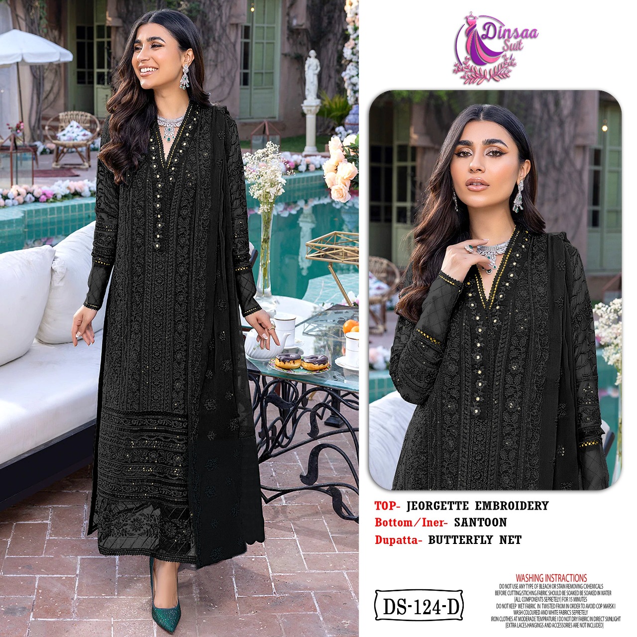 dinsaa suit DS NO 124 ABC georgette decent look salwar suit catalog