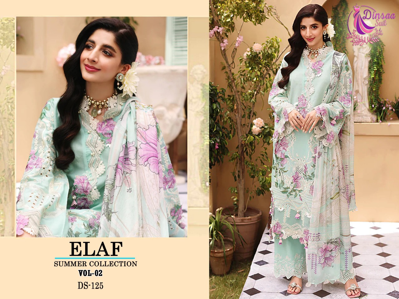 dinsaa suit dinsaa Elaf summer 02 Salwar Kameez Pure cotton Singles