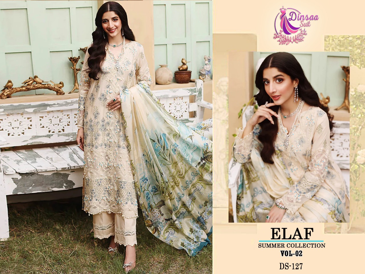 dinsaa suit dinsaa Elaf summer 127 Salwar Kameez Pure cotton Singles