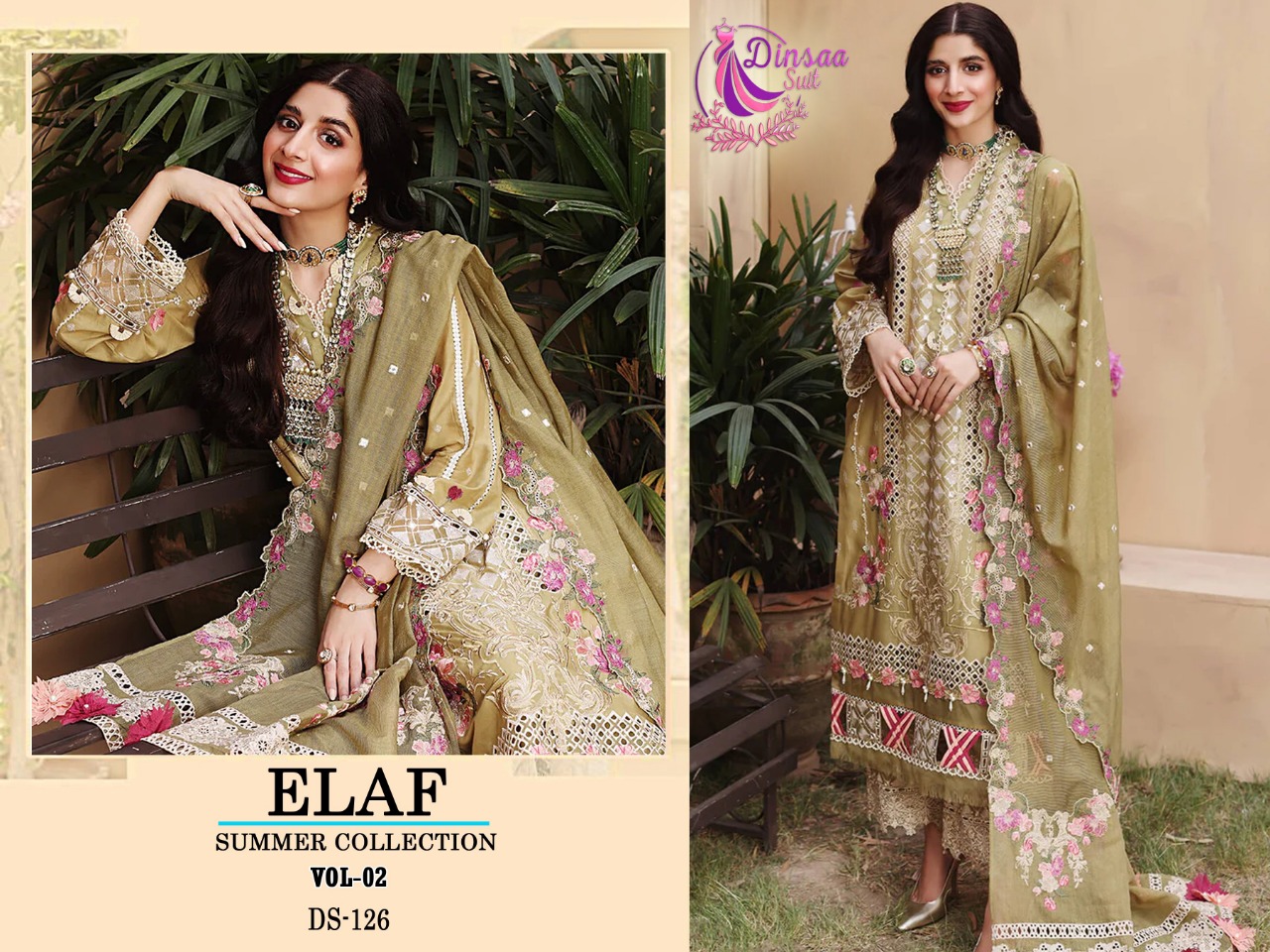 dinsaa suit dinsaa Elaf summer 126 Salwar Kameez Pure cotton Singles