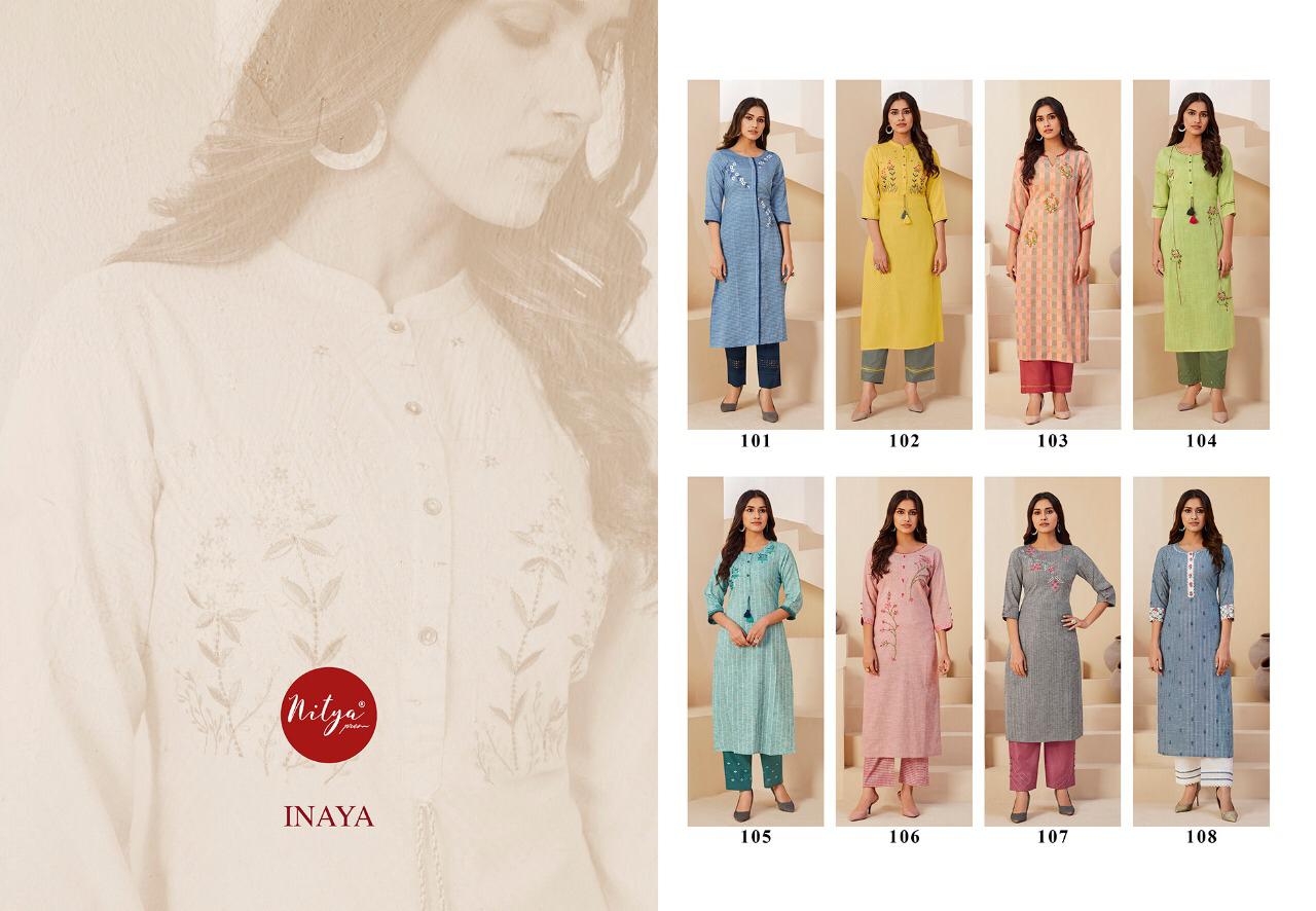 L T  FABRICS  INAYA 3 FANCY COTTON Look Kurti Catalog