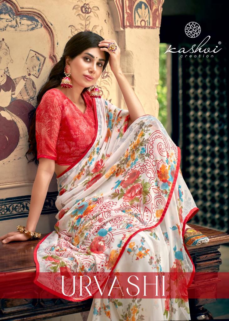 lt kashvi creation urvashi wightless exclusive print saree catalog