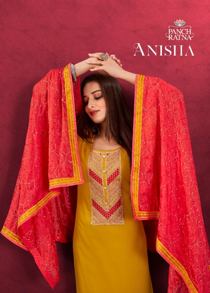 panch ratna anisha jam silk gorgeous look salwar suit catalog