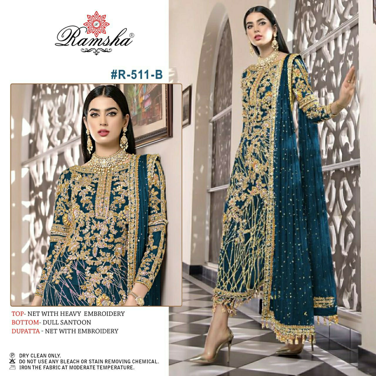 Ramsha Ramsha R-511 B Salwar Kameez Net embroidery Singles