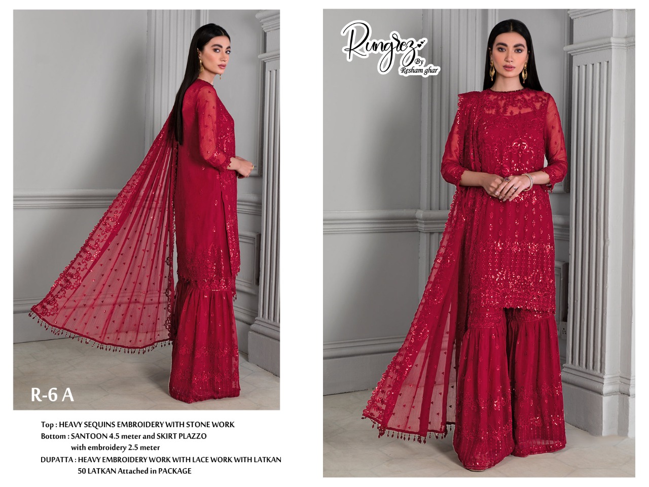 rungrez RUNGREZ R 6 A Salwar Kameez Fox georgette Singles