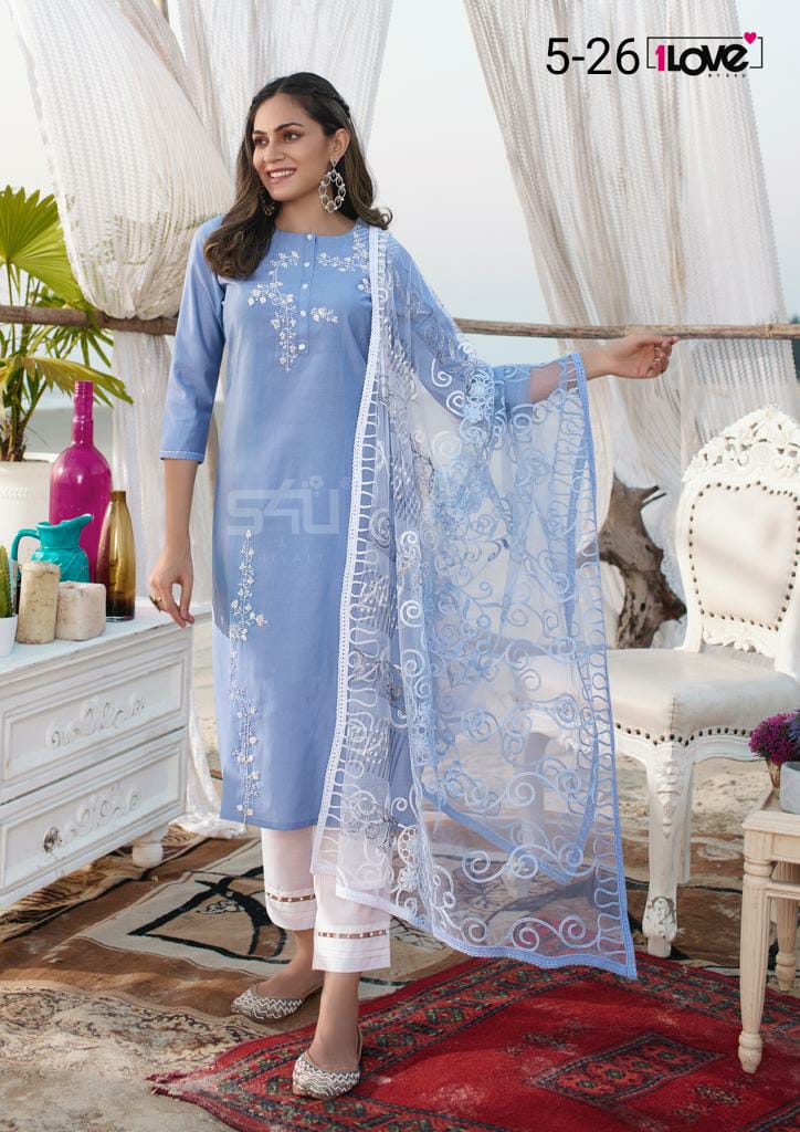 s4u s4u 5-26 fancy elegant look kurti with pant and dupatta size set