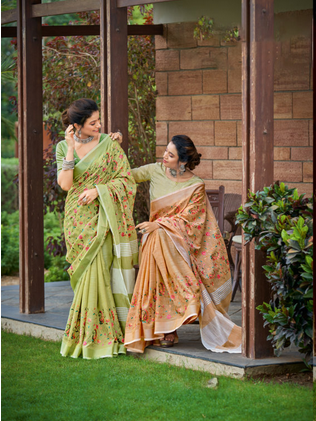 sangam print kashmira style linen innovative style saree catalog