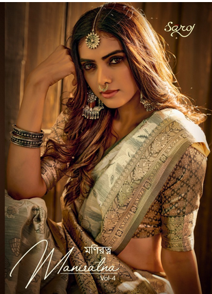 saroj saree Maniratna Vol 4 linen graceful look saree catalog