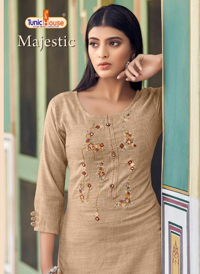 Tunic house majestic viscose graceful look kurti catalog