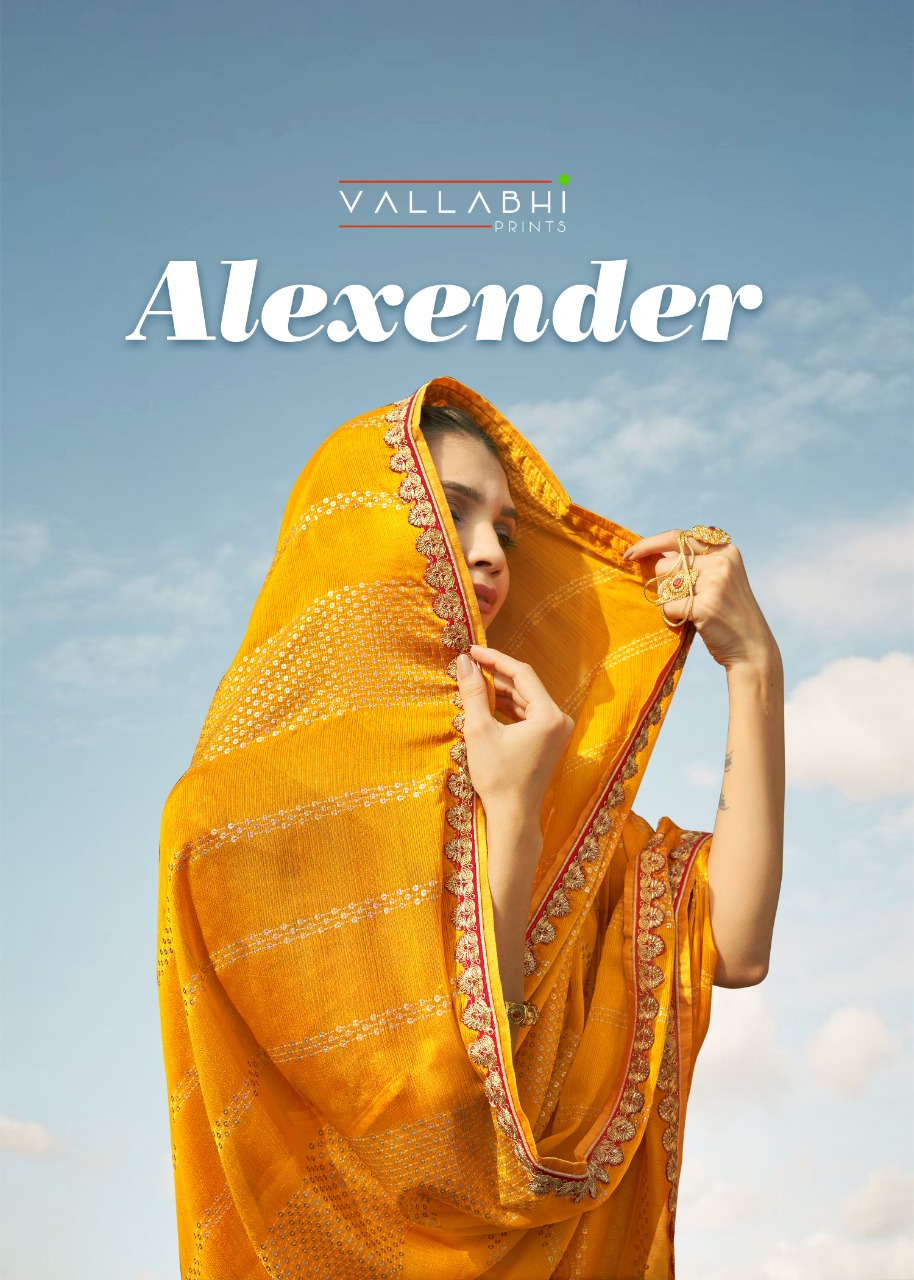 vallabhi print alexender georgette decent look saree catalog