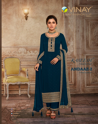 vinay fashion kaseesh andaaz 2 georgette decent embroidary look salwar suit catalog