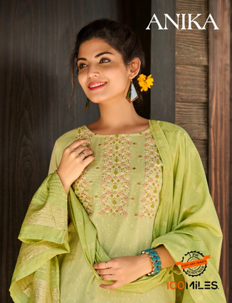 100 miles anika cotton new and modern style top bottom with dupatta catalog