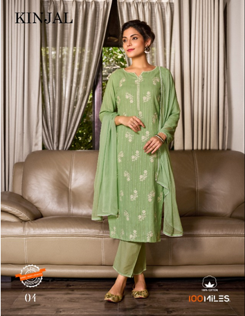 100 miles kinjal cotton new and modern style top bottom with dupatta catalog