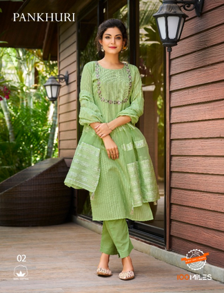 100 miles pankhuri cotton new and modern style top bottom with dupatta catalog