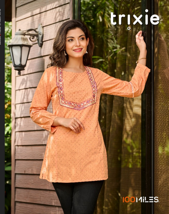 100 miles trixie Cotton greaceful look kurti catalog