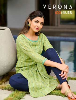 100 miles verona Cotton authentic fabric kurti catalog