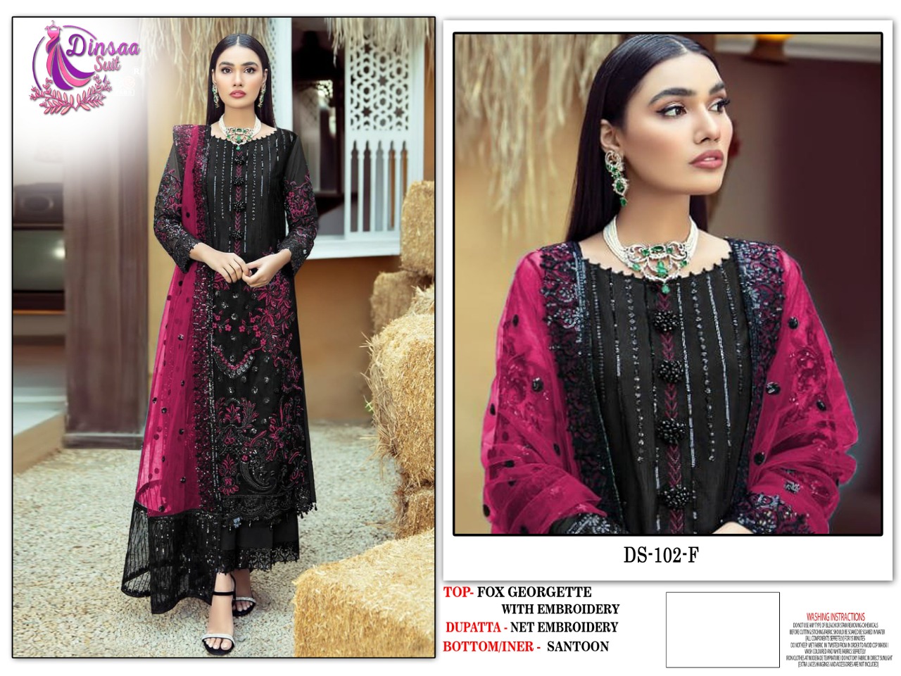 dinsaa suit Dinsaa 102 F Salwar Kameez Fox georgette Singles