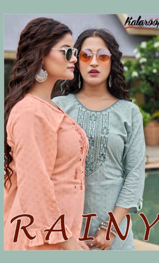 kalaroop by kajree rainy rayon attractive look kurti catalog