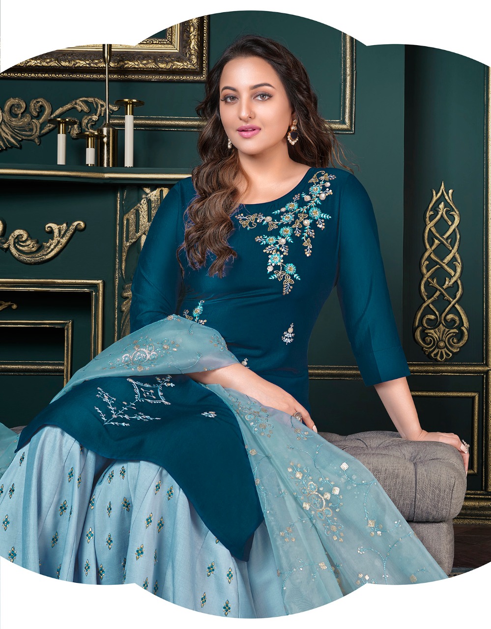 lily and lali riwaaz vol 3 new and modern style top with plazzo dupatta catalog