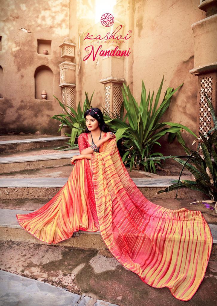 lt kashvi creation nandani chiffon elegant saree catalog