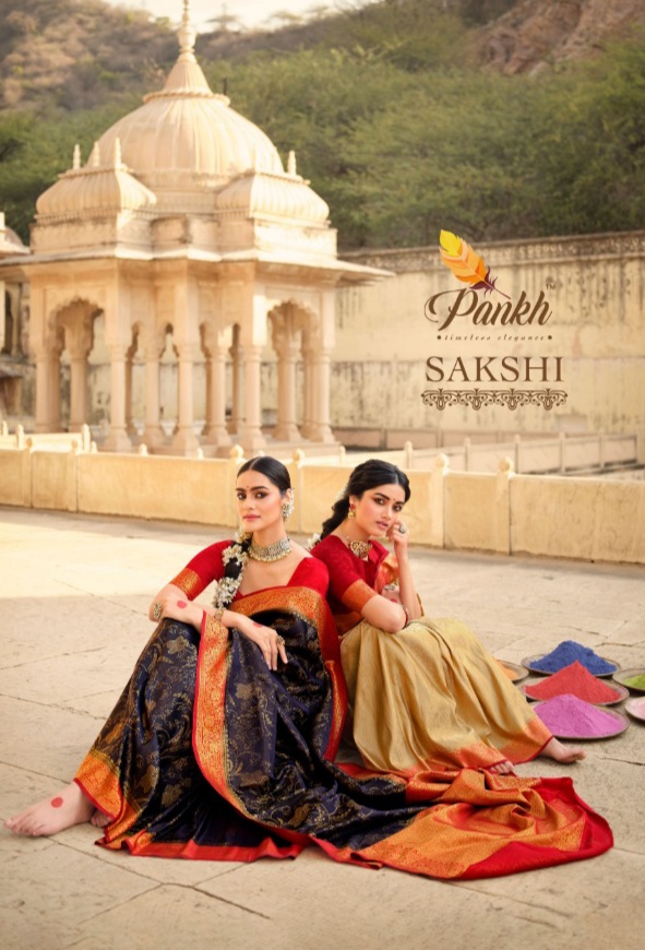 pink lotus pankh sakshi silk satin gorgeous look saree catalog