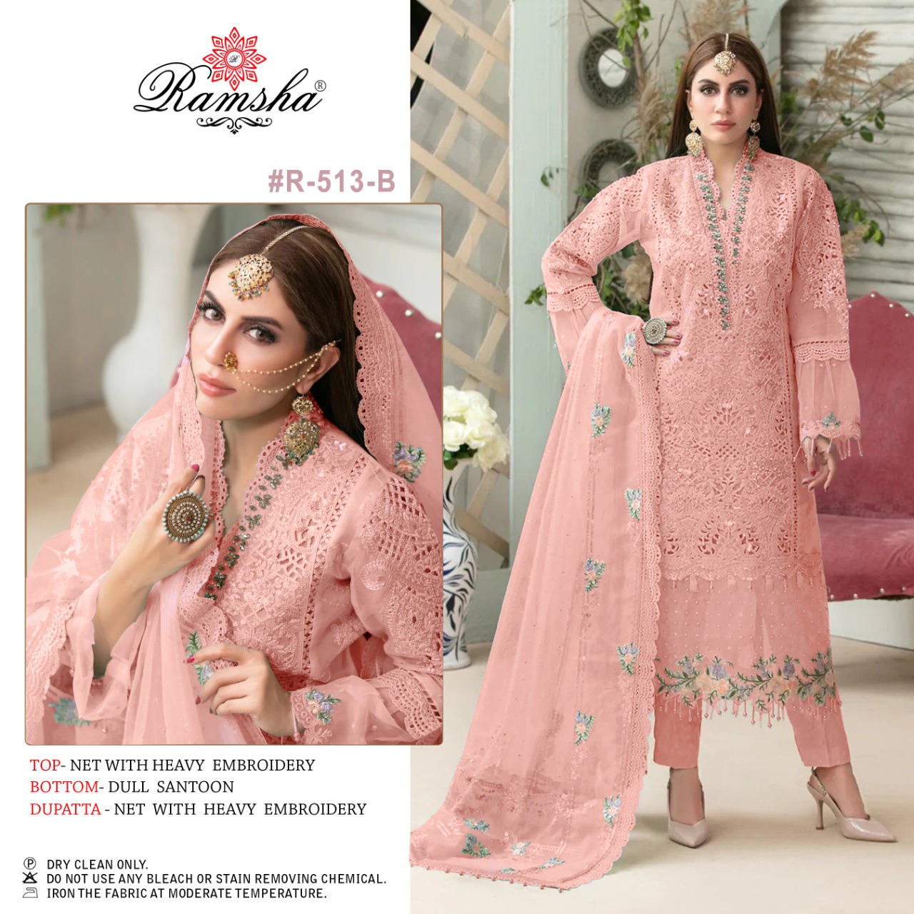 Ramsha RAMSHA R-513 B Salwar Kameez Net With embroidery Singles