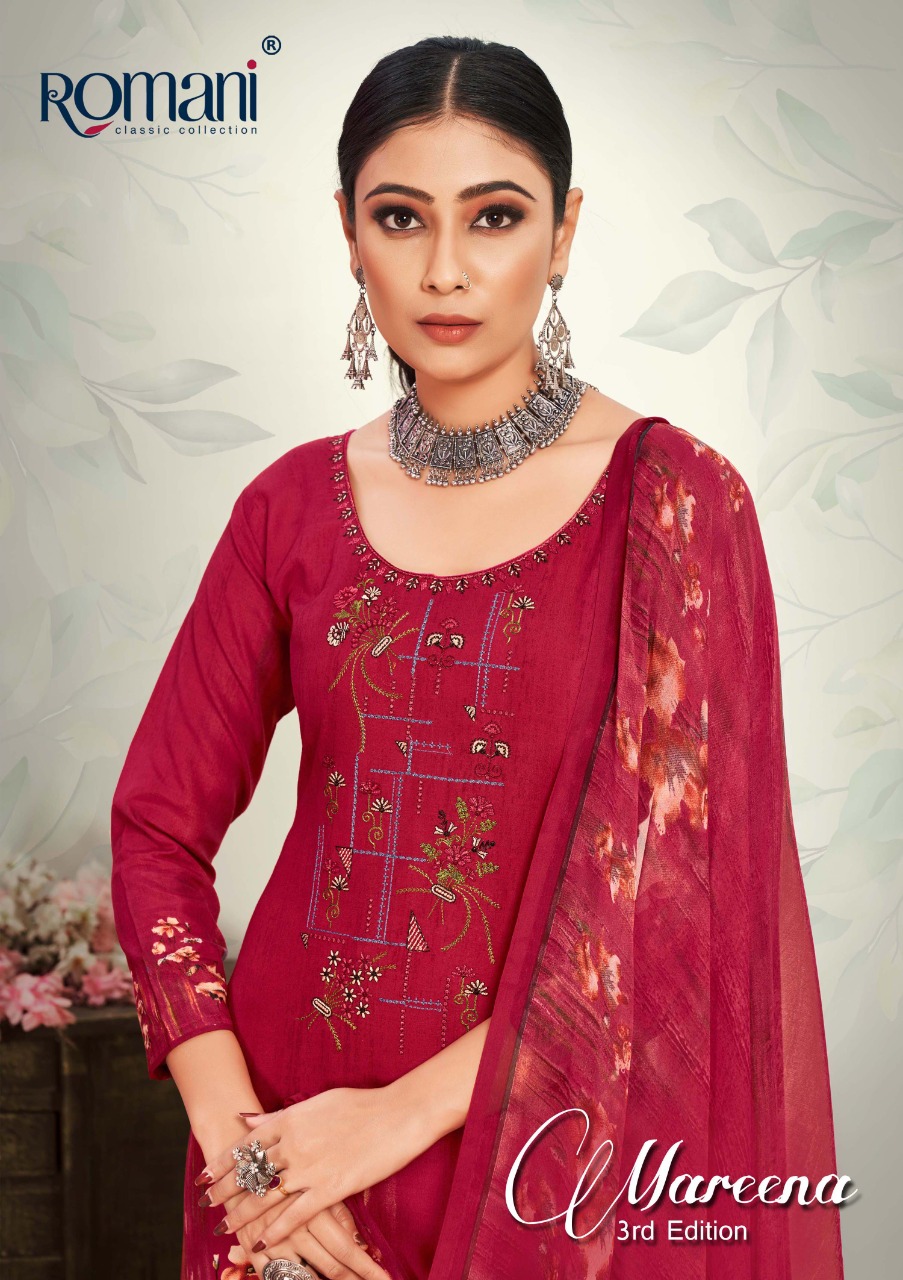 romani mareena cotton graceful print salwar suit catalog