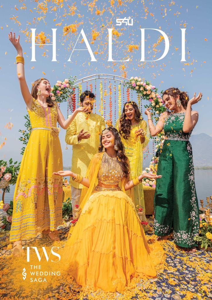 s4u haldi the wedding saga georgette new and modern style indo western catalog