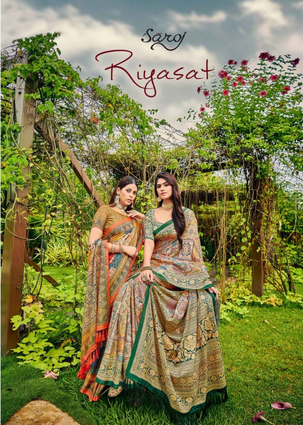 saroj saree riyasat Kattki Silk gorgeous print saree catalog