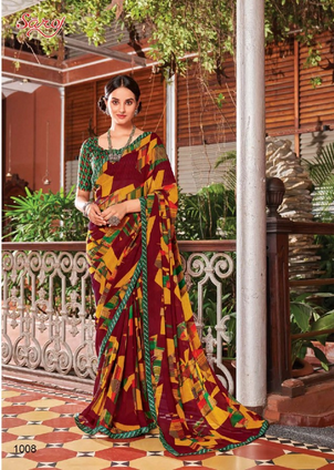 saroj saree Sunlight weightless georgette exclusive print saree catalog