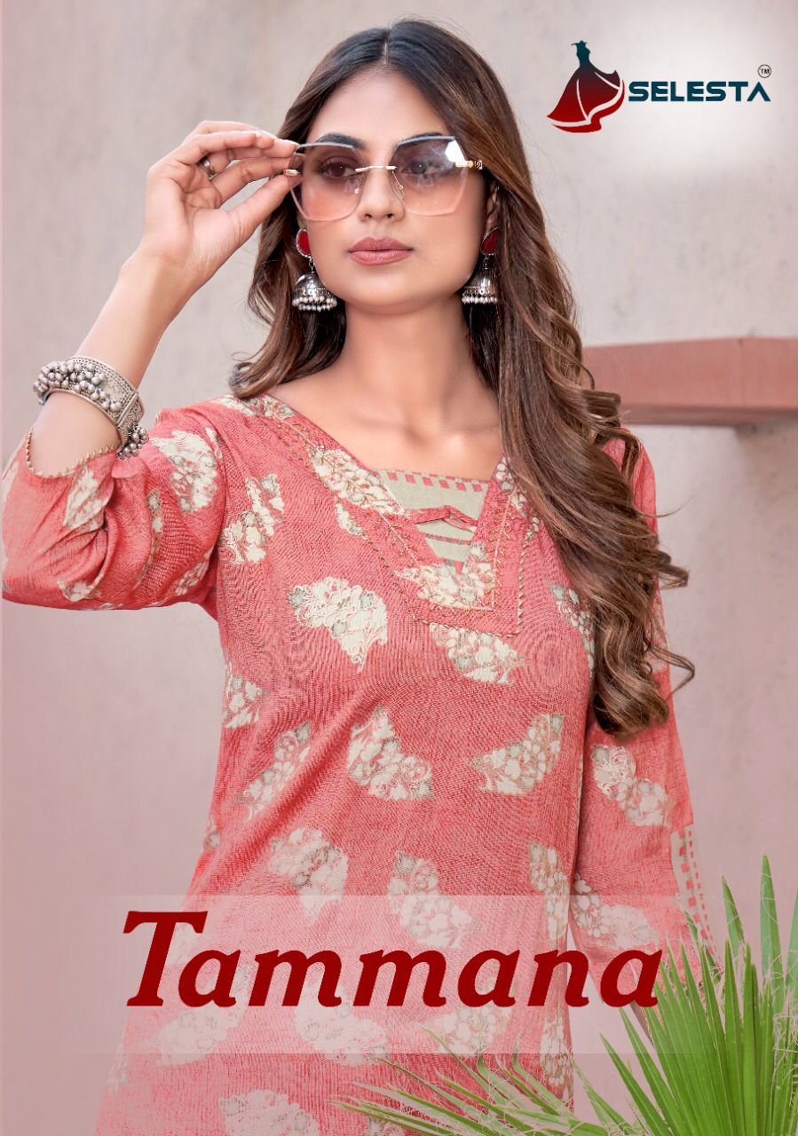 selesta tammana capsul print Beautiful look top with pant catalog