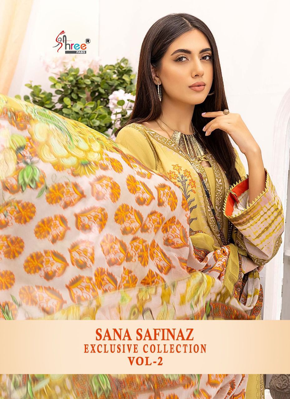 shree fab sana safinaz exclusive collection vol 02 cotton decent look salwar suit cotton dupatta catalog