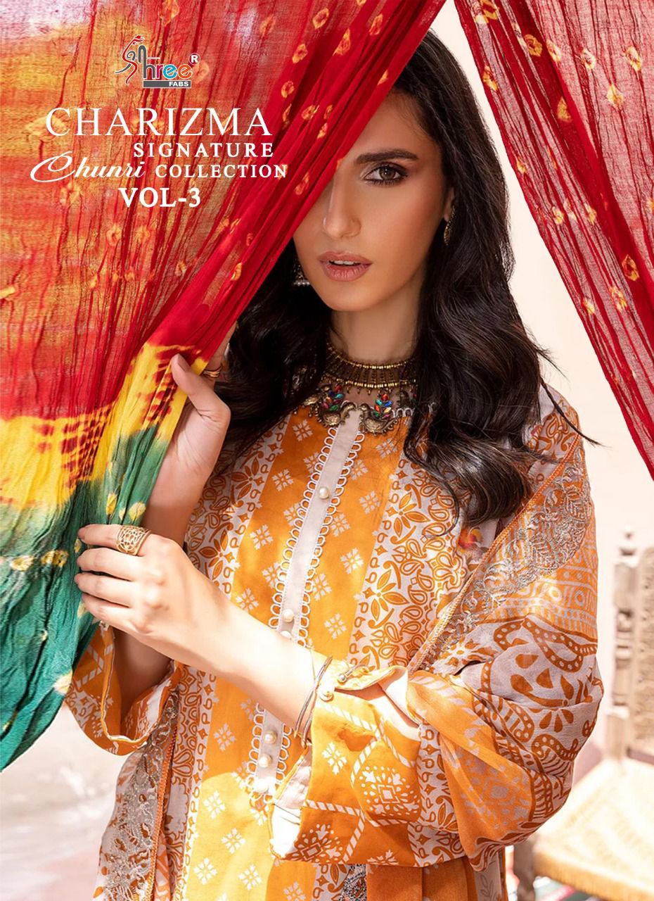 shree fabs Charizma chunri collection vol 3 lawn cotton salwar suit with chiffon dupatta catalog