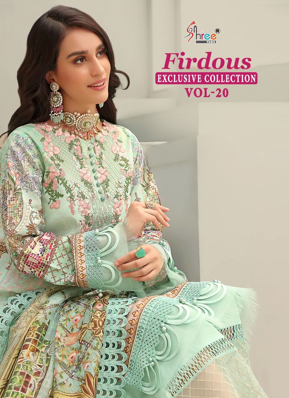 shree fabs firdous exclusive collection vol 20 pure jam cotton salwar suit with chiffon dupatta catalog