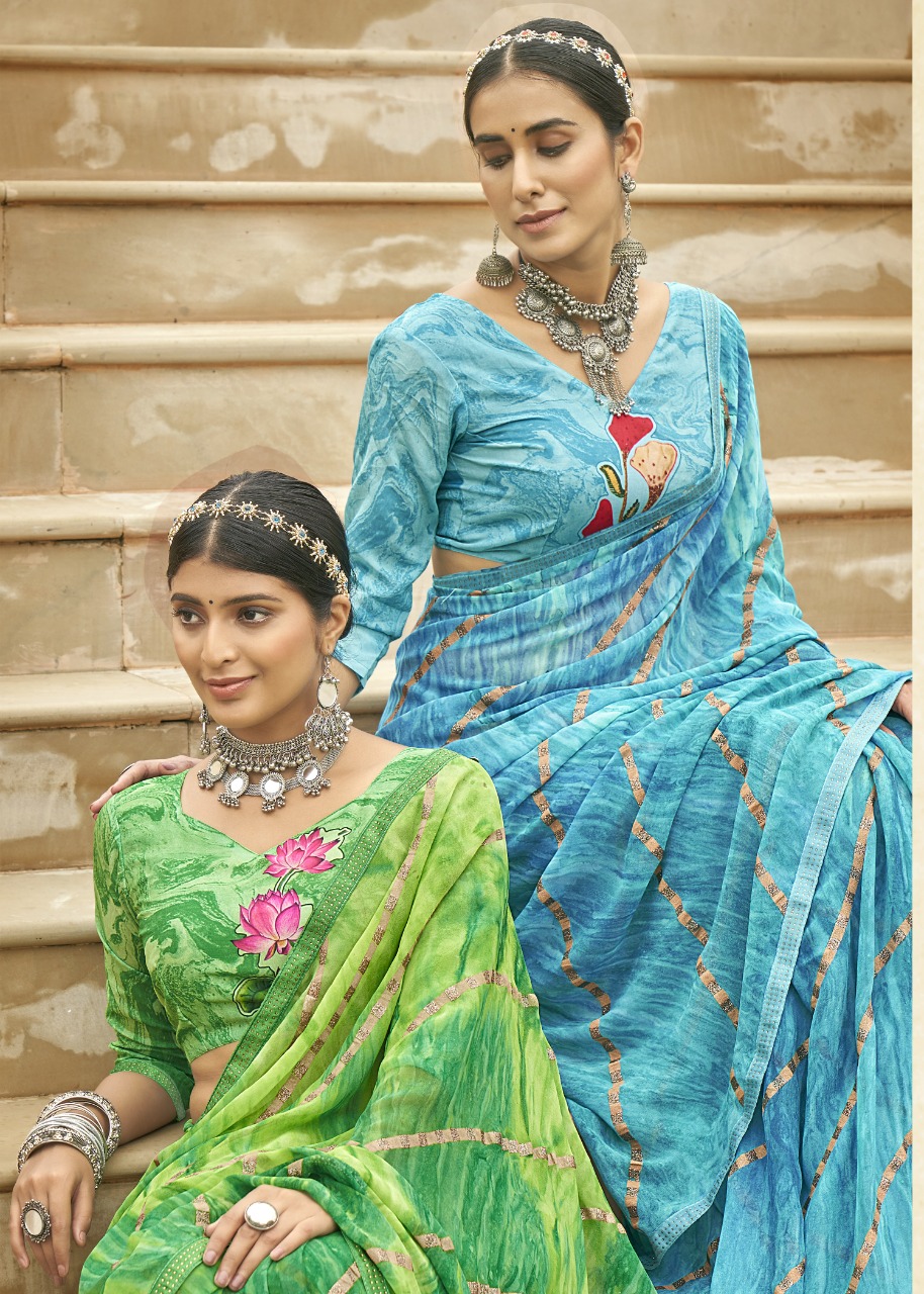 vallabhi print beginning Georegette Print exclusive print saree catalog