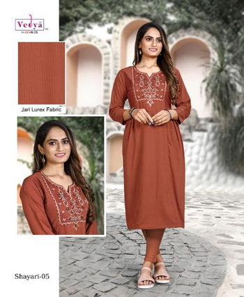 vedya shayari pv silk Embroidered astonishing look Kurti catalog