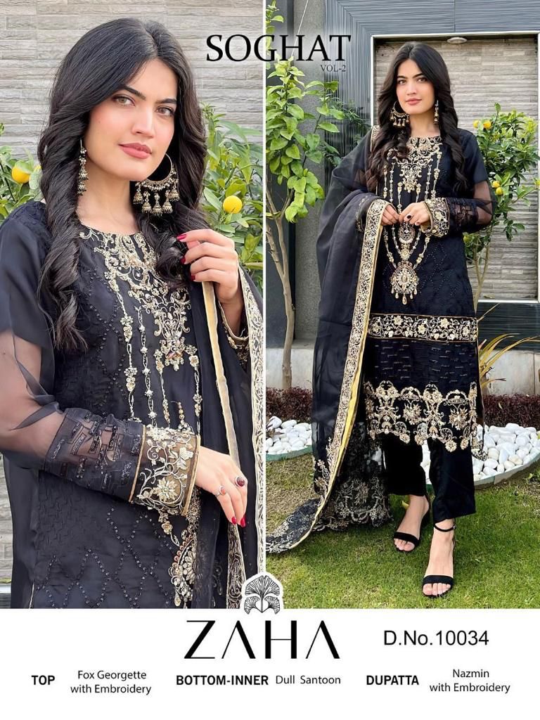 zaha zaha 10034 georgette regal look salwar suit single