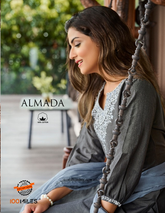 100 miles almada Fancy blended catchy look kurti pant with dupatta catalog