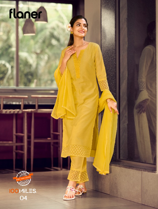 100 miles flaner organza new and modern style top pant with dupatta catalog