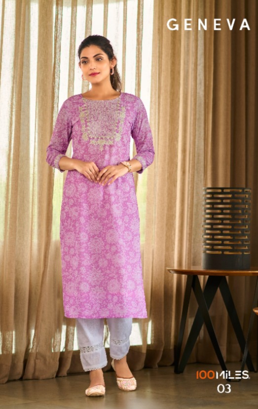 100 miles Geneva georgette regal look kurti catalog