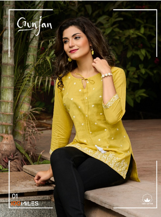 100 miles gunjan cotton decent look top catalog