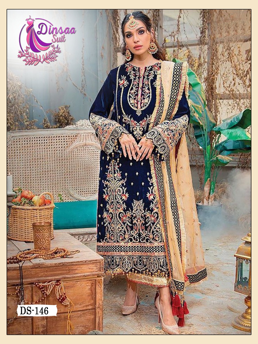 dinsaa suit DINSAA 146  Salwar Kameez Velvet Singles