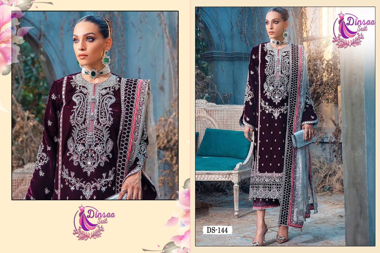 dinsaa suit DINSAA 144  Salwar Kameez Velvet Singles