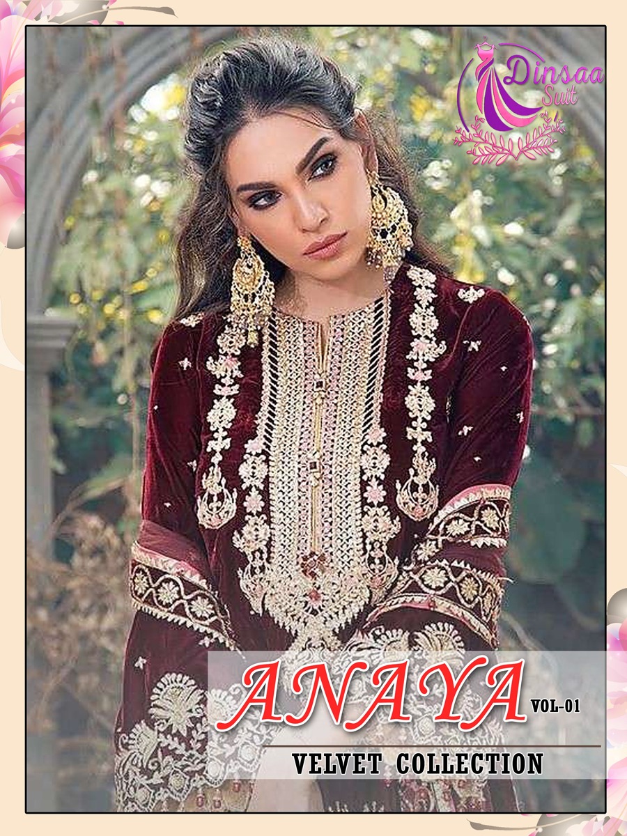 dinsaa suit anaya vol 1 velvet collection velvet attractive look salwar suit catalog