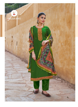 kalarang nigaah viscose silk elegant look salwar suit catalog