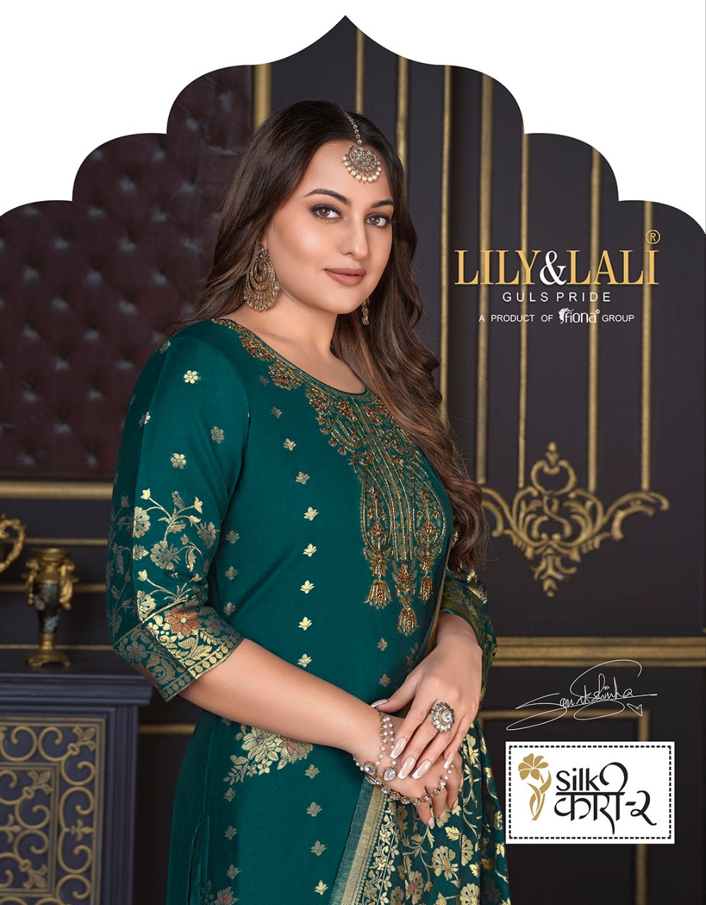 lily and lali silk kari 2 Banarasi Jacquard Spun Silk regal look top bottom with dupatta catalog