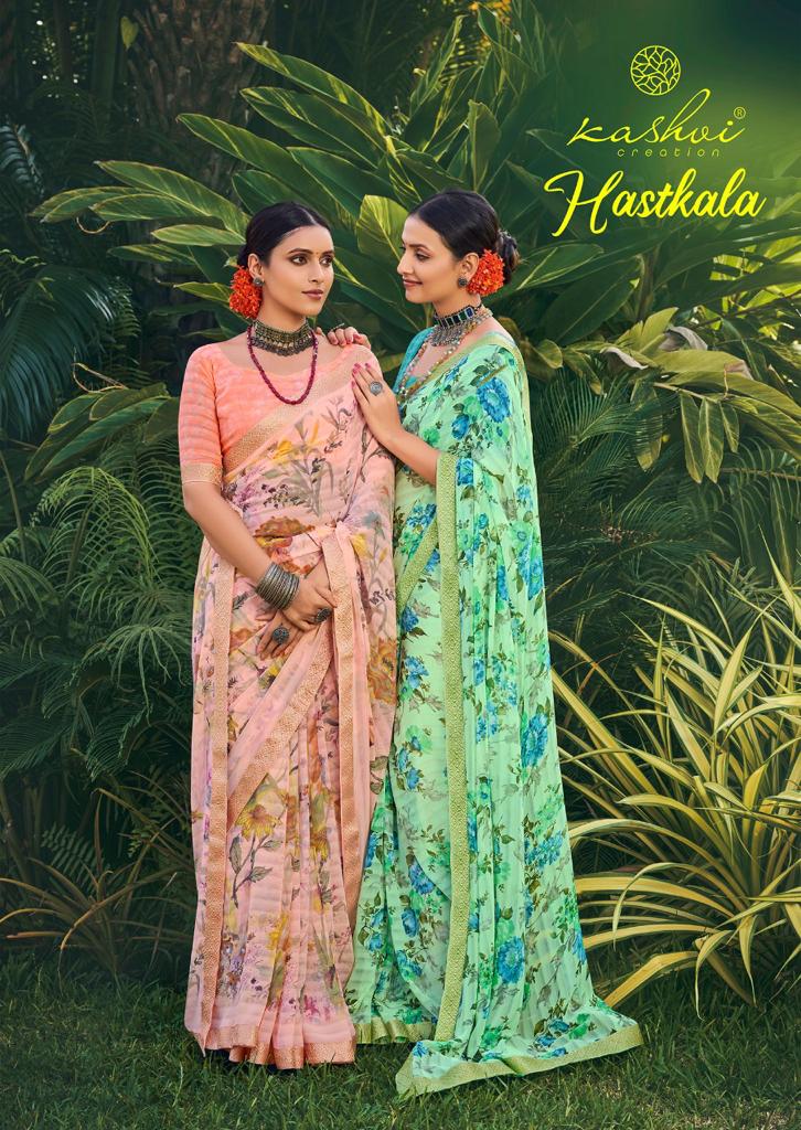 lt kashvi creation hastkala georgette attractive look saree catalog