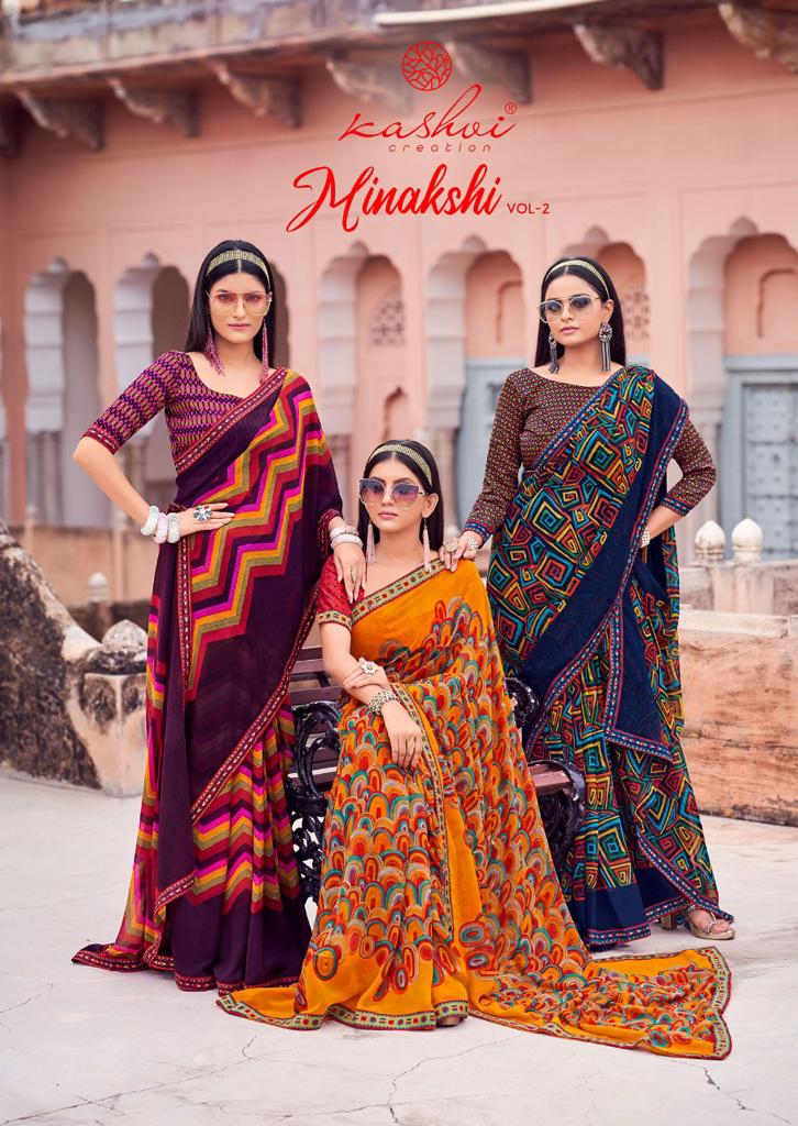 lt saree kashvi creation minakshi vol 2 georgette attractive print saree catalog